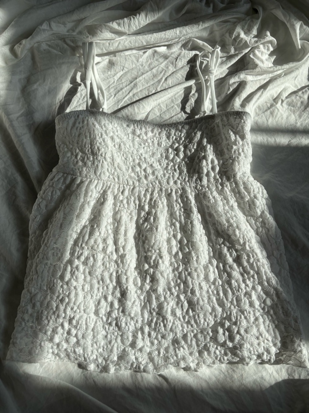 White Lace Babydoll Strap Tank Top